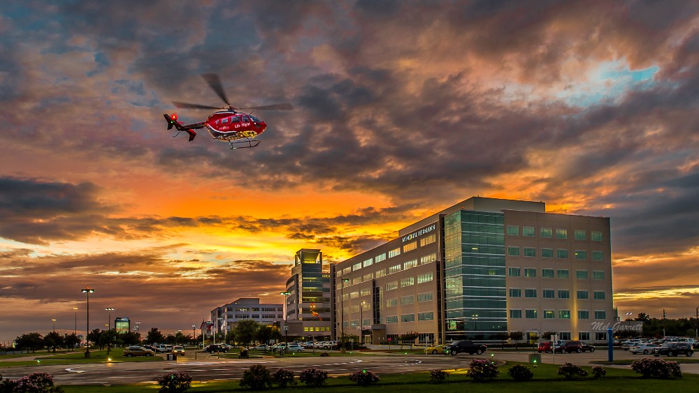 Memorial Hermann Katy Hospital Lifeflight at Dusk