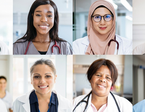 Health care workers smiling