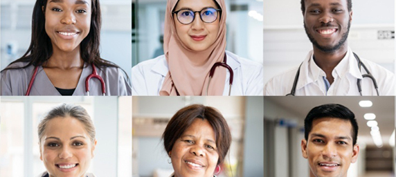 Health care workers smiling