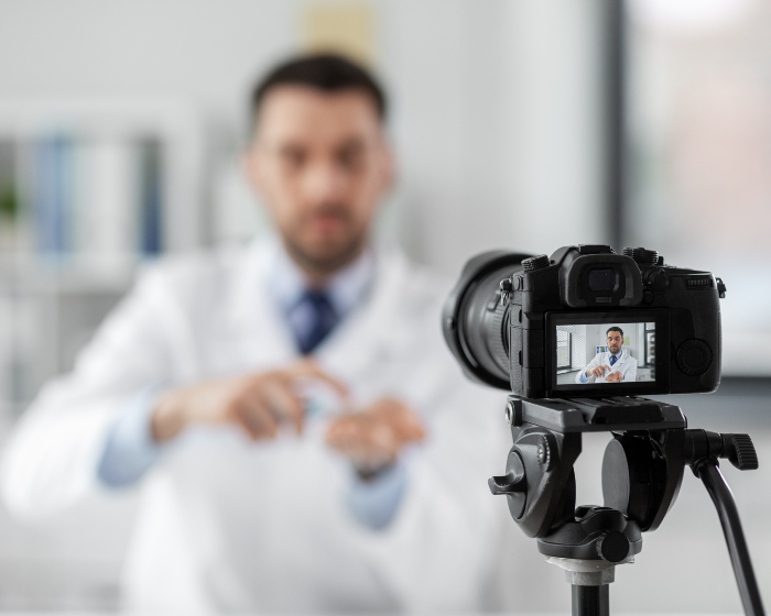 Physician talking on camera