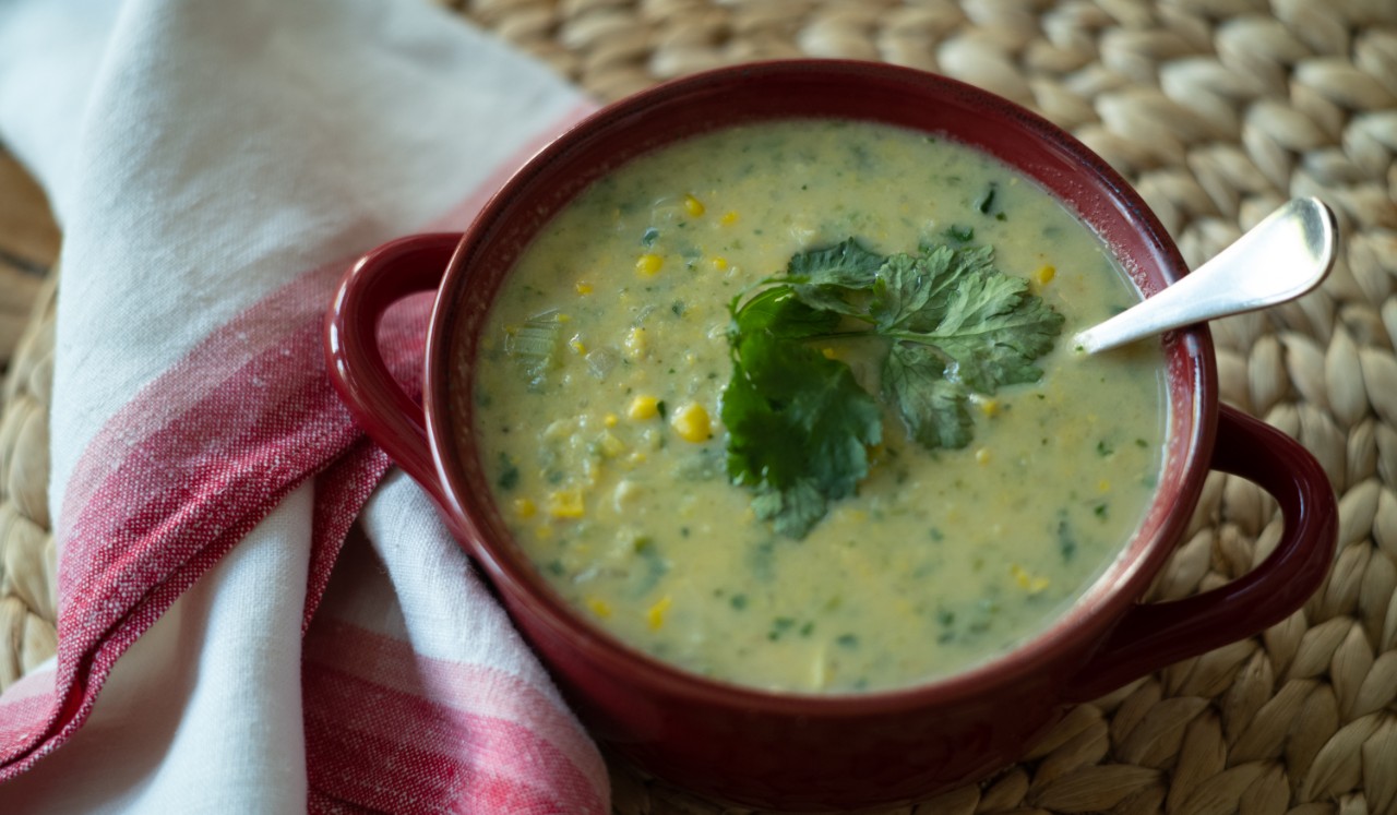 A bowl of green chowder