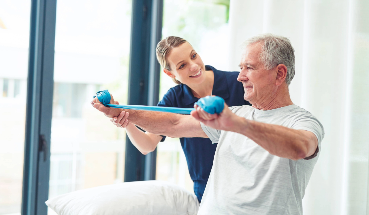 Patient working with physical therapist