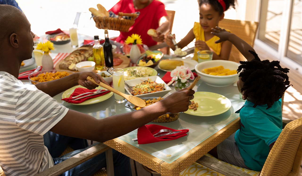 Family eating dinner