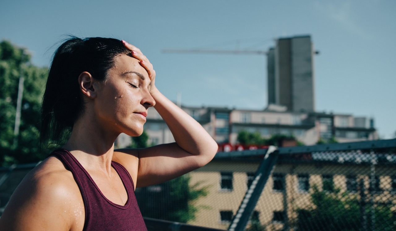 Woman sweating