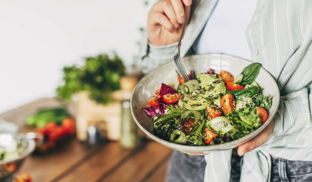 Person enjoying salad