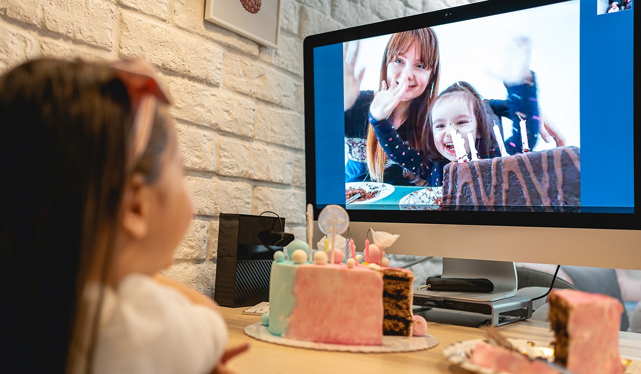 Family and friends meeting virtually