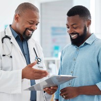 Patient talking with doctor