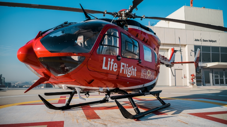 Life Flight sits on helipad