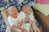 NICU twins in astros gear