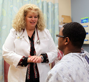 Doctor talking to patient