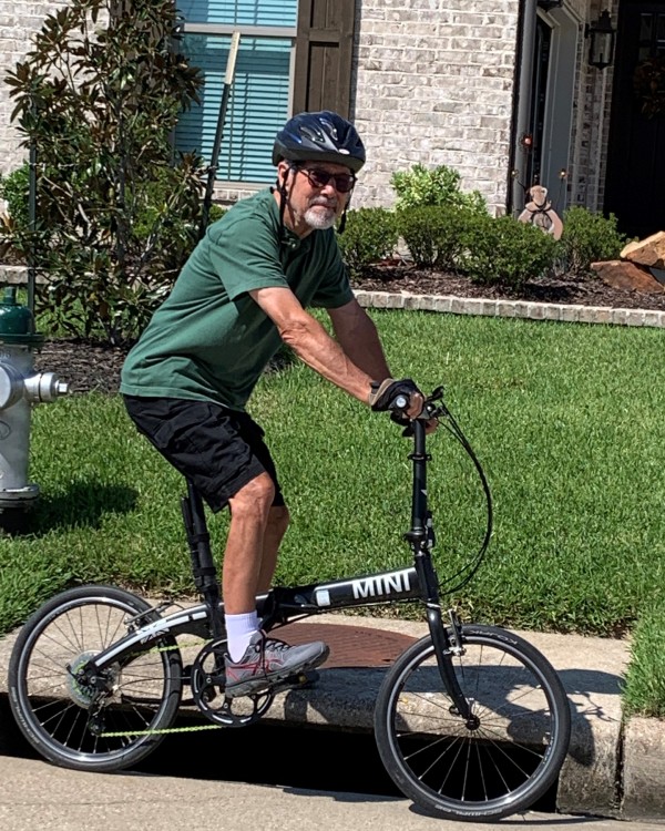 patient glen on bike