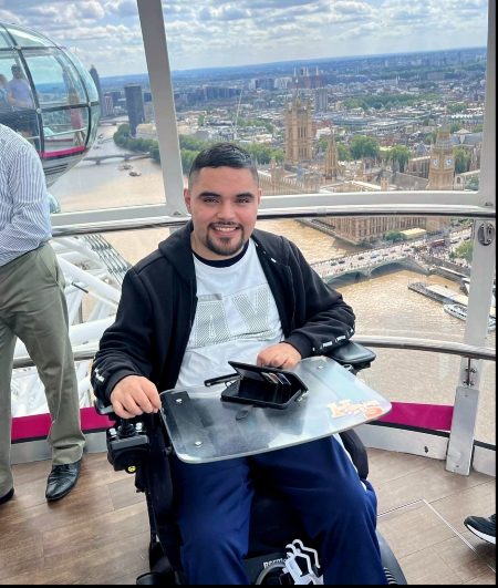 Former TIRR Memorial Hermann patient, Angel Moldonado, smiles on his travels.