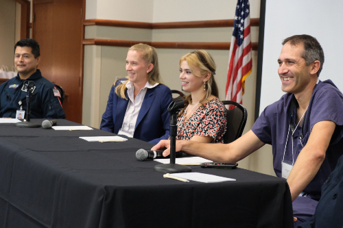 Trauma survivor, Mia Tschen, speaks at the Red Duke Trauma Symposium.