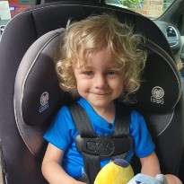 patient gavin in car seat