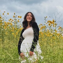 patient amy in flower field