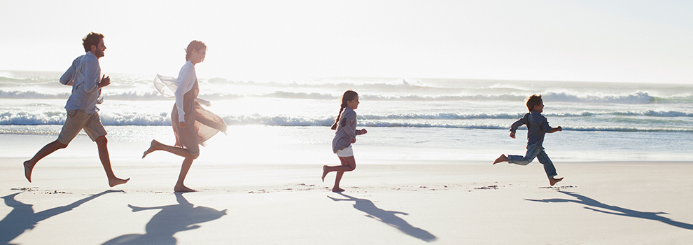 Family on beach