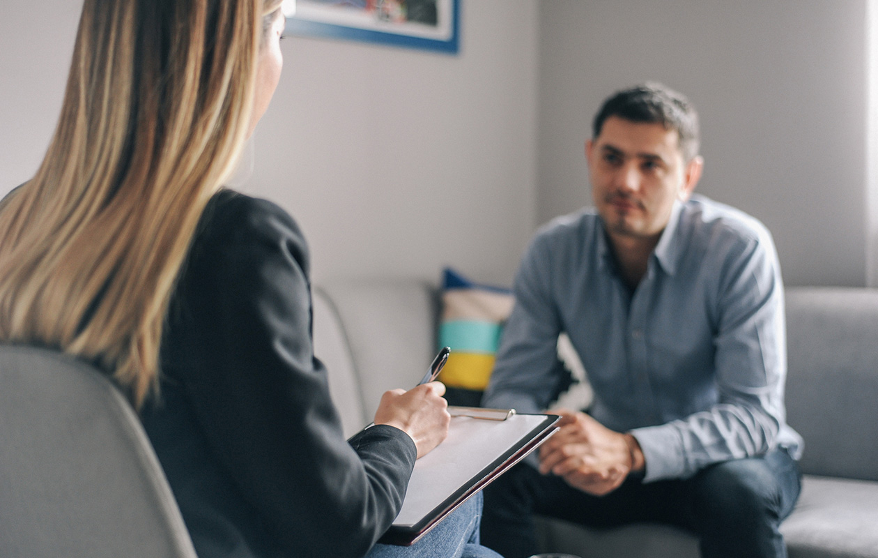 Person talking to counselor