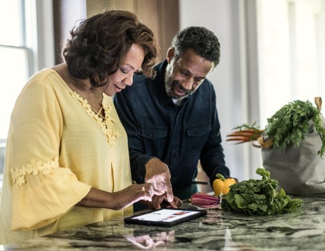 Husband and wife cooking