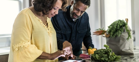 Husband and wife cooking