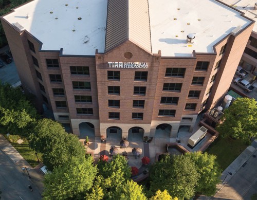 An aerial view of the TIRR Memorial Hermann campus.  