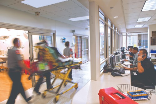 Patient wheeled through ER