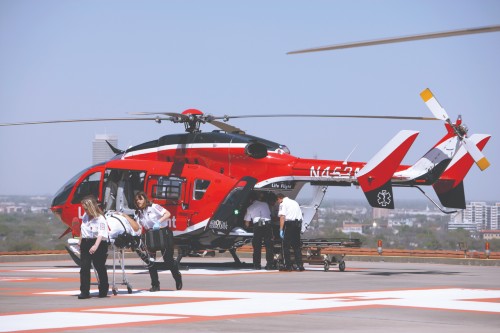 Life Flight transferring patient