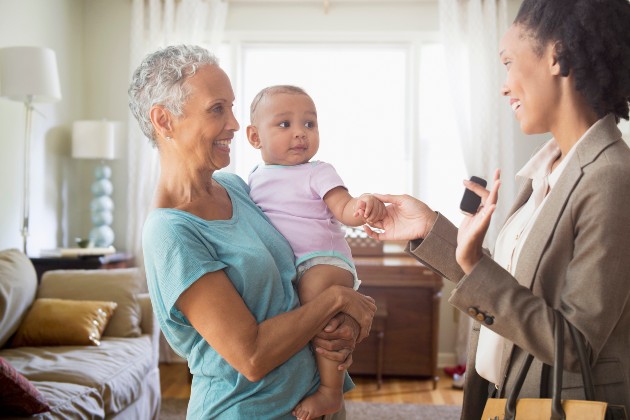 Grandmother, mother and newborn together