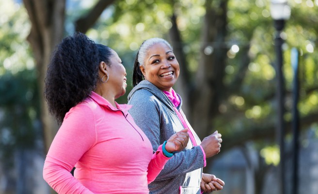 Women running together